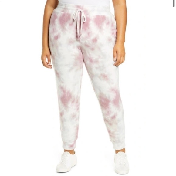 ADYSON PARKER Tie Dye Fleece Joggers In Plum Juice Combo Plus Size 3X NWT - Picture 1 of 4